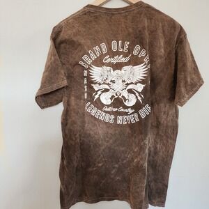 Mens Grand Ole Opry Brown Shirt Large Legends Never Die